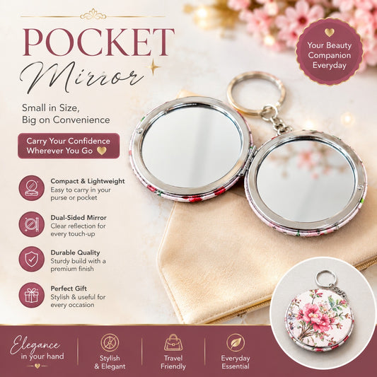 Pocket Mirror Keychain – Cute Compact Double-Sided Mirror