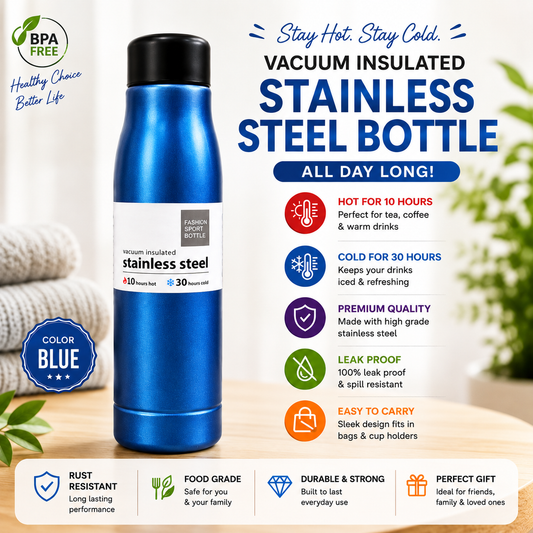 Vacuum Insulated Stainless Steel Water Bottle – Hot & Cold Thermal Flask