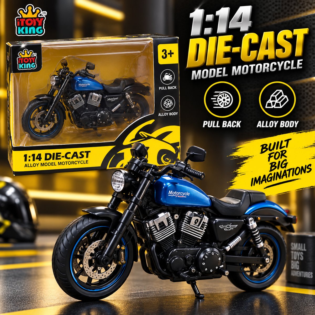 Harley-Davidson Iron 883 Style 1:14 Die-Cast Motorcycle – Pull Back & Alloy Body