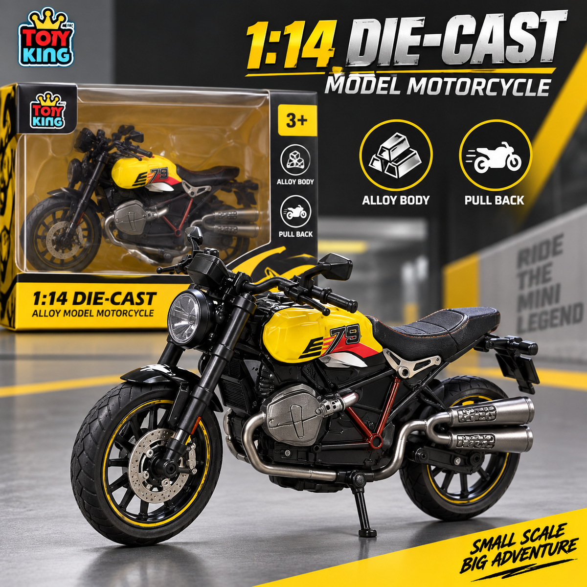 Ducati Scrambler Style 1:14 Die-Cast Motorcycle – Pull Back & Alloy Body