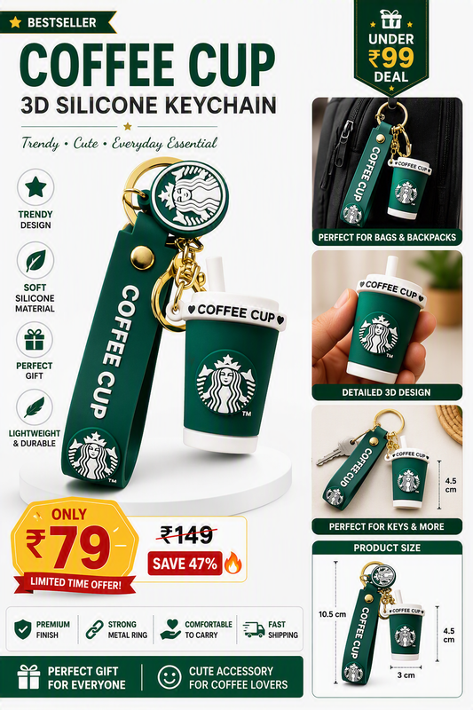 Starbucks Coffee Cup 3D Silicone Keychain with Strap