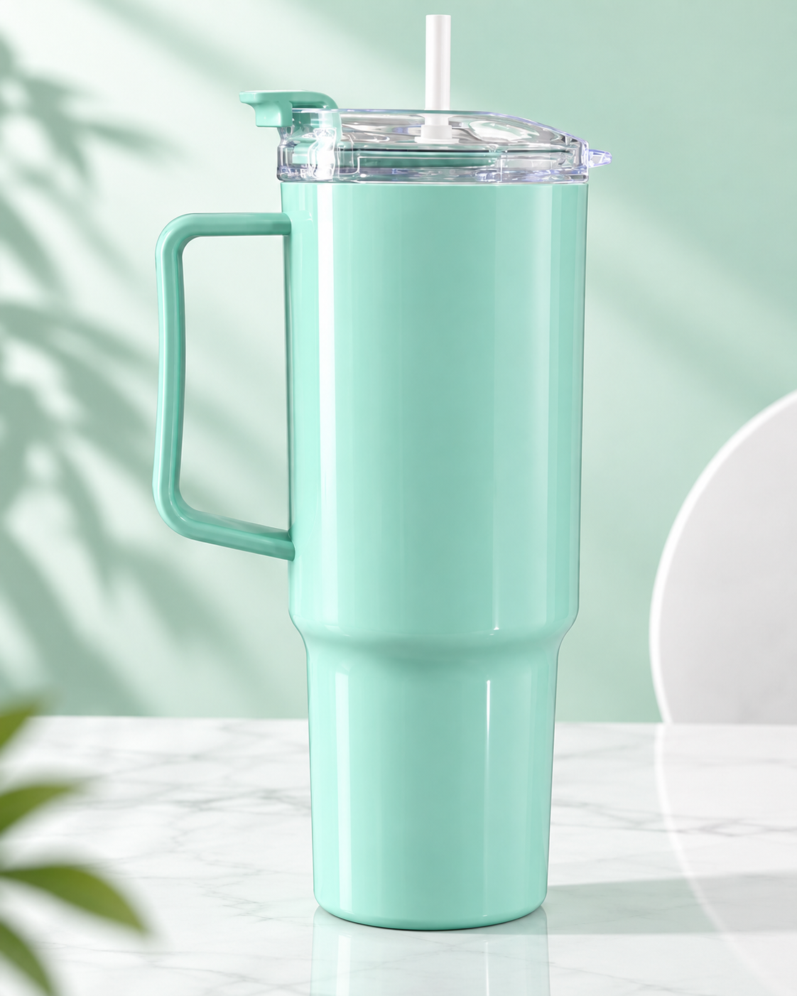 Plastic Tumbler with Handle, Straw & Leak-Resistant Lid
