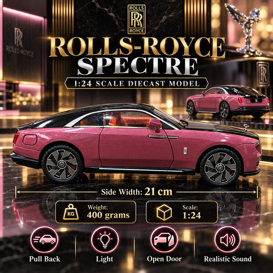 Rolls-Royce Spectre Diecast Model – Luxury Pink & Black | 1:24 Scale | Lights & Sound