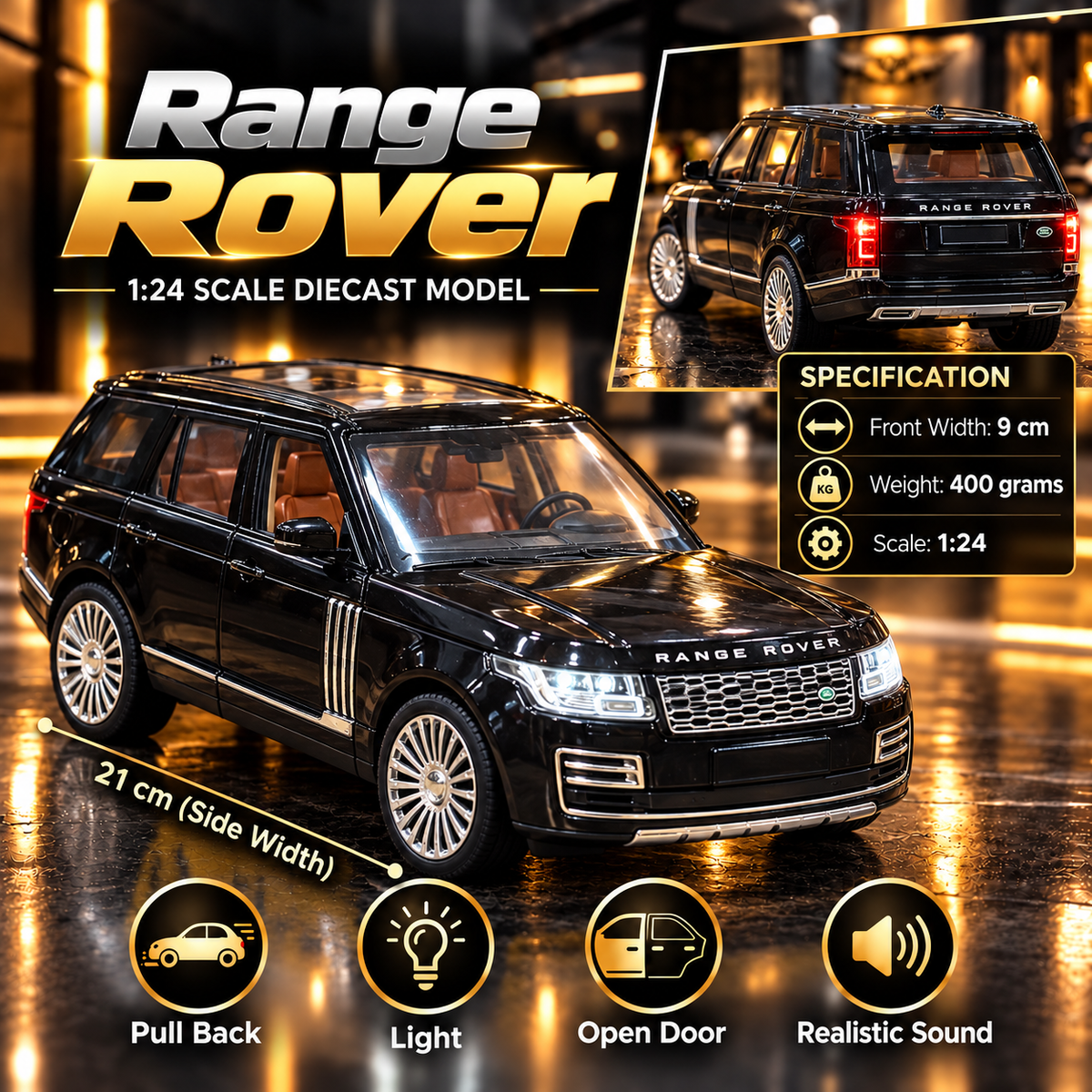Range Rover Luxury SUV Diecast Model β 1:24 Scale | Premium Collectible | Lights & Sound