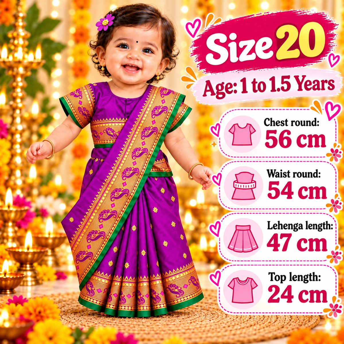 Girls Royal Purple Paithani Saree Dress with Golden Designer Pallu | Kids Premium Indian Ethnic Wedding Wear