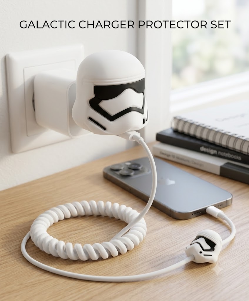 Cute Silicone iPhone Charger Cover & Cable Protector Set – Assorted Designs