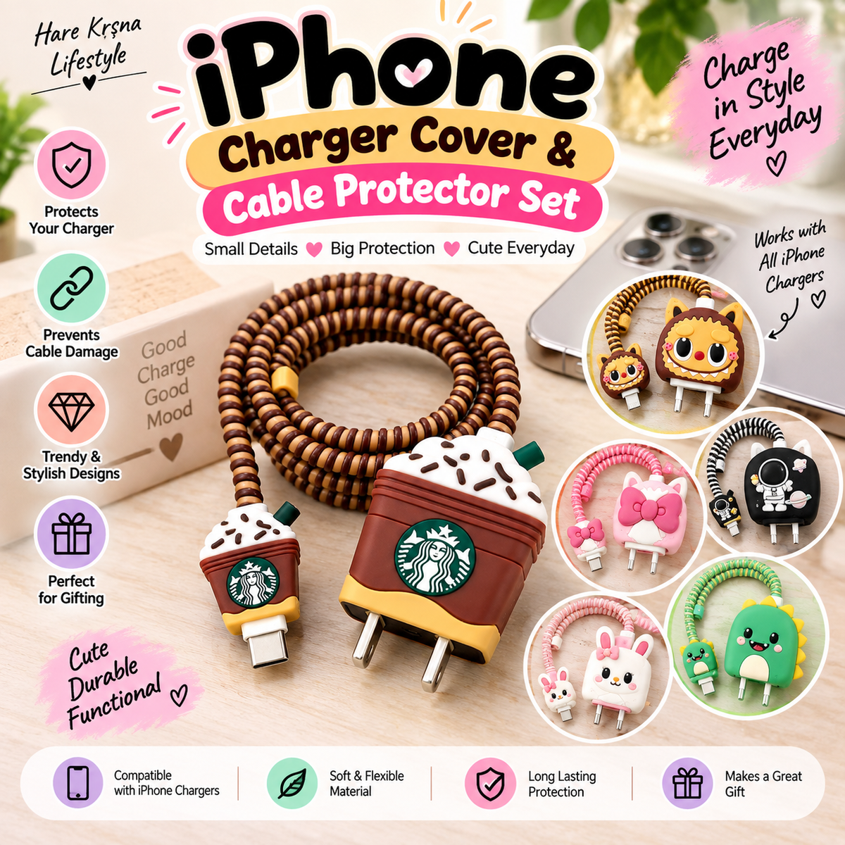 iPhone Charger Cover & Cable Protector Set