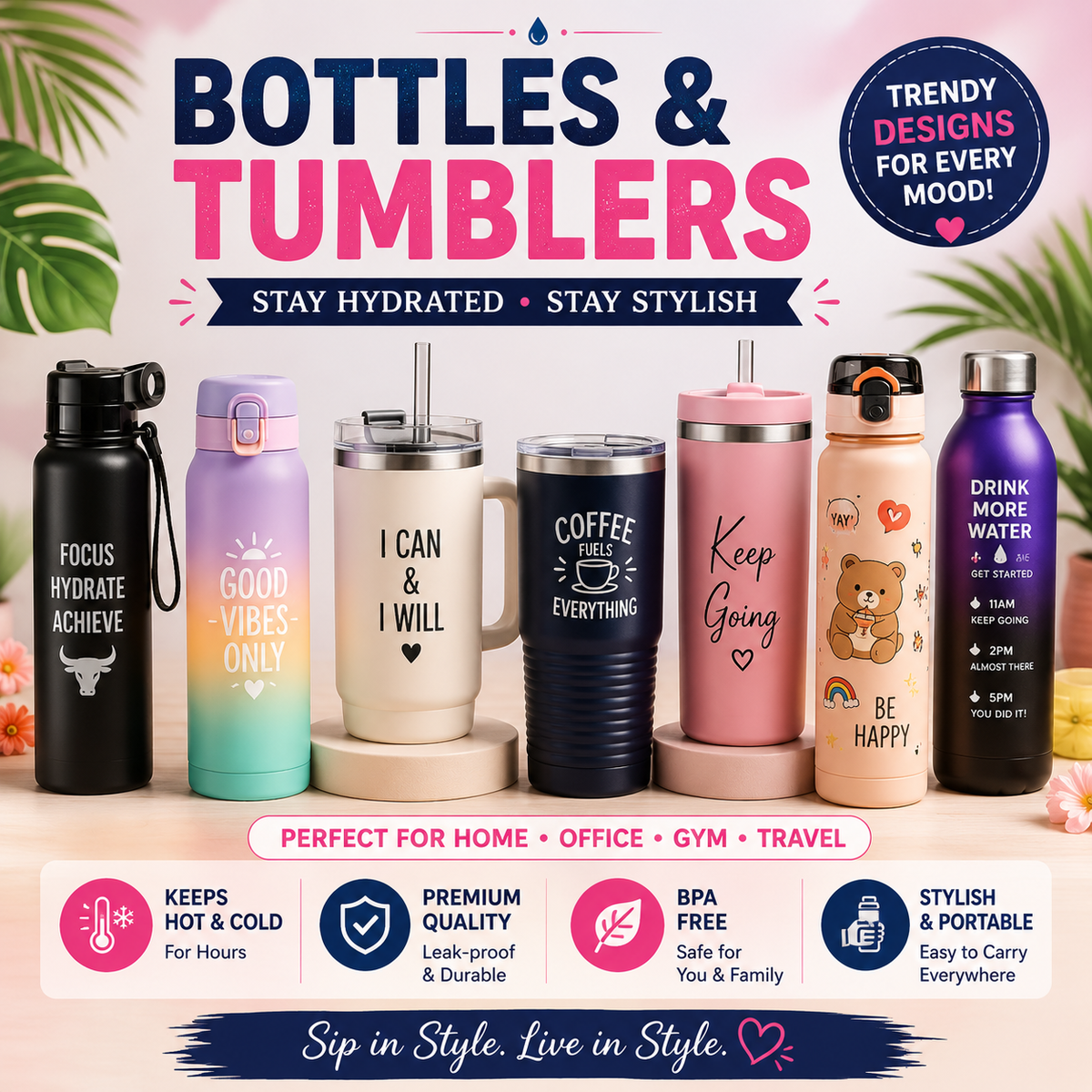 Bottle & Tumblers