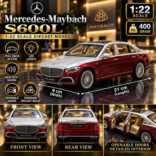 Mercedes-Maybach S600L V12 Diecast Car – 1:22 Scale | Luxury Sedan | Lights & Sound
