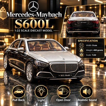 Mercedes-Maybach S600L V12 Diecast Car – 1:22 Scale | Luxury Sedan | Lights & Sound