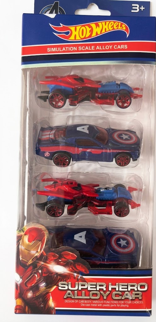 Hot Wheels Marvel Avengers Super Hero Alloy Car 4-Pack