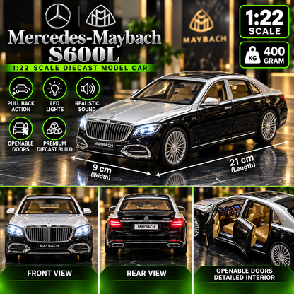 Mercedes-Maybach S600L V12 Diecast Car – 1:22 Scale | Luxury Sedan | Lights & Sound
