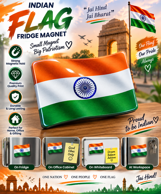 Indian Flag Tricolor Fridge Magnet – Patriotic India Gift