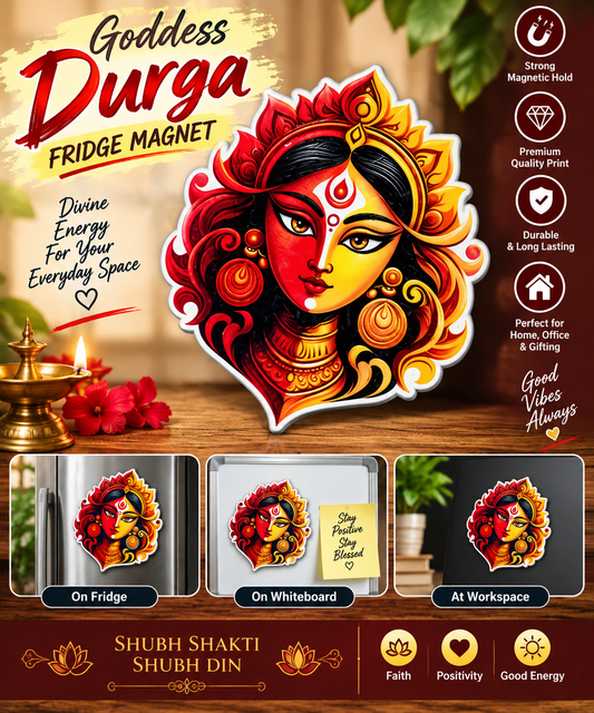 Goddess Durga Fridge Magnet | Divine Shakti Decorative Magnet – Spiritual Gift