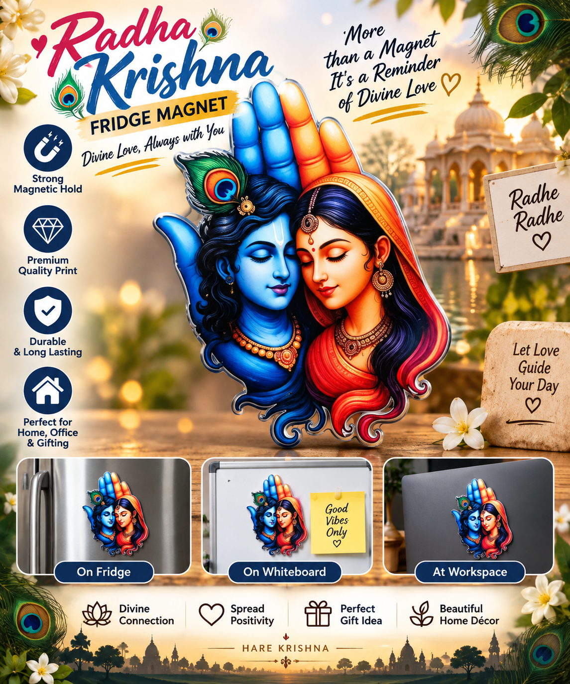 Radha Krishna Fridge Magnet – Divine Love & Spiritual Gift