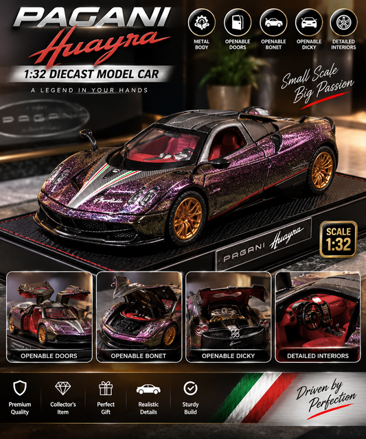 1:32 Pagani Huayra Diecast Metal Model Car – Openable Doors, Bonnet & Dicky