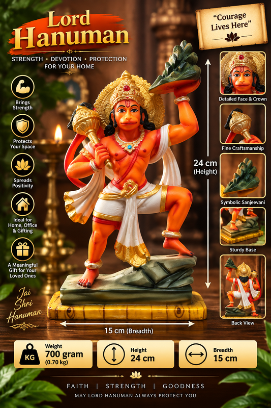 Lord Hanuman Idol / Statue – 24 cm | 700g | Decorative Home & Pooja Décor