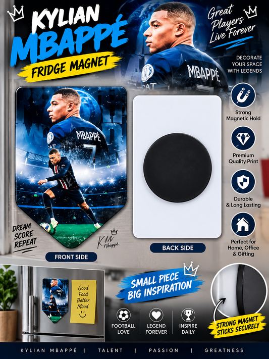 Kylian Mbappé Football Fridge Magnet – Premium Photo Magnet