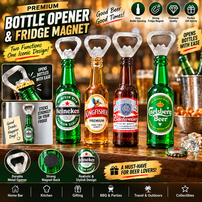 Bottle Opener & Fridge Magnet – 2-in-1 Bottle Shaped Kitchen & Bar Accessory