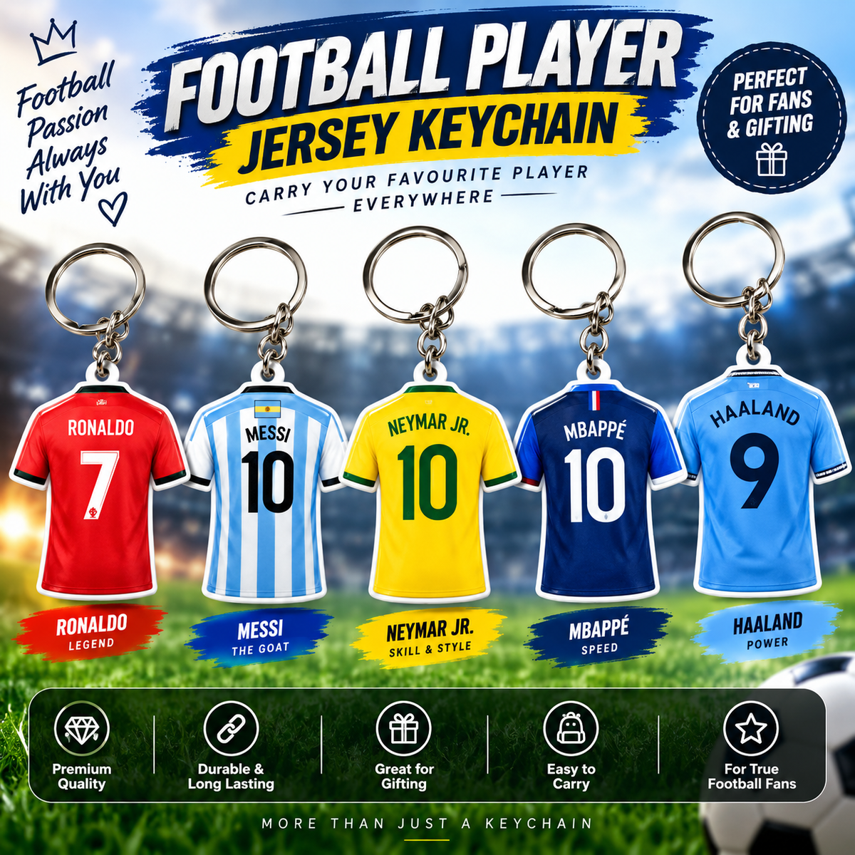 Football Player Jersey Keychain