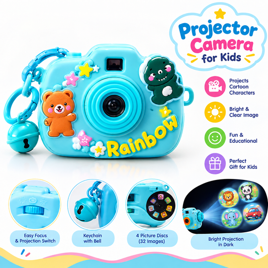Kids Projector Camera – Cartoon Image Projector Toy with Keychain