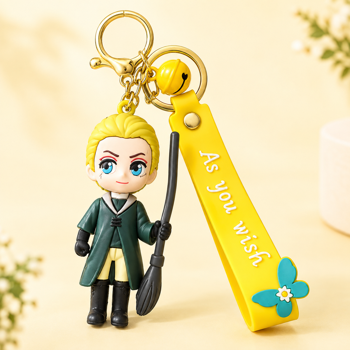 Wizard Character Keychain with Magic Wand & Premium Silicone Strap