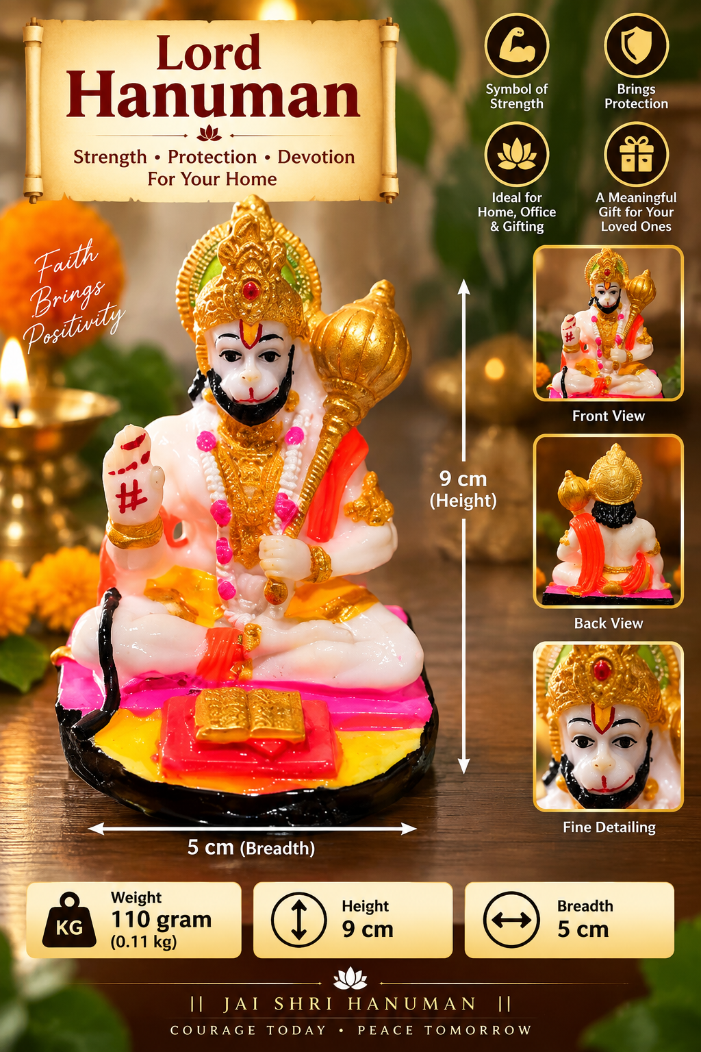 Lord Hanuman Idol – Decorative Spiritual Statue