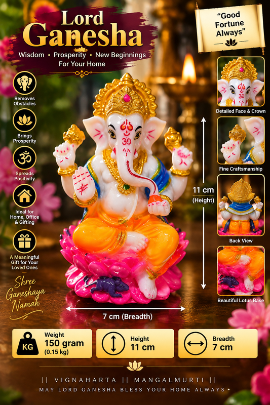 Lord Ganesha Idol – Premium White & Gold Decorative Ganesh Murti