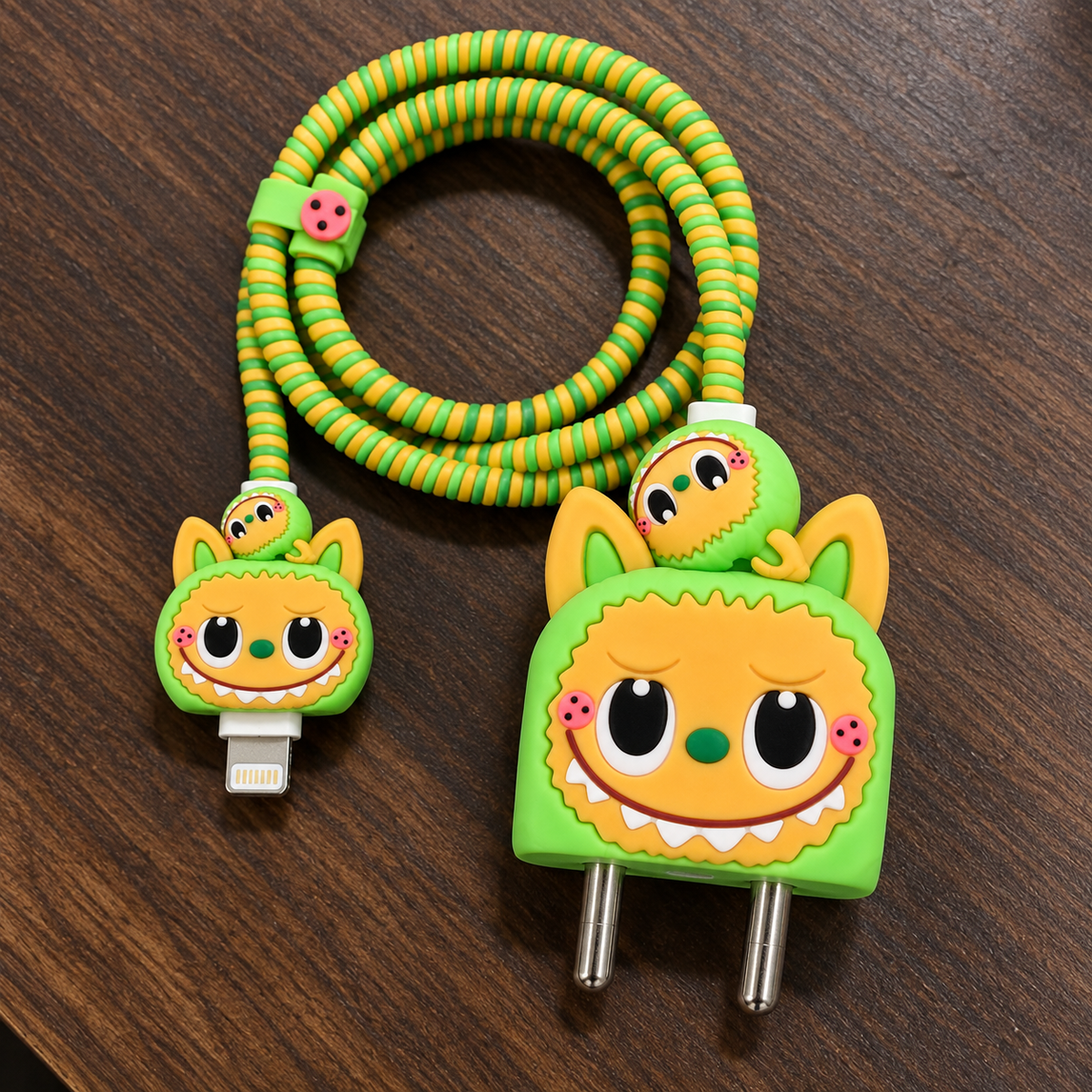 Cute Silicone iPhone Charger Cover & Cable Protector Set – Assorted Designs