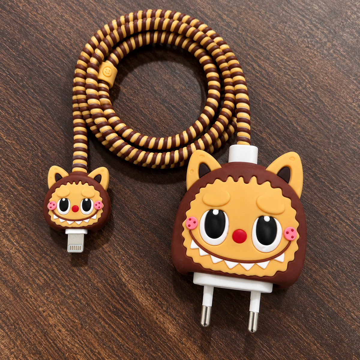 Cute Silicone iPhone Charger Cover & Cable Protector Set – Assorted Designs