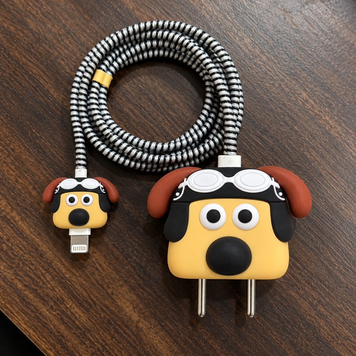 Cute Silicone iPhone Charger Cover & Cable Protector Set – Assorted Designs