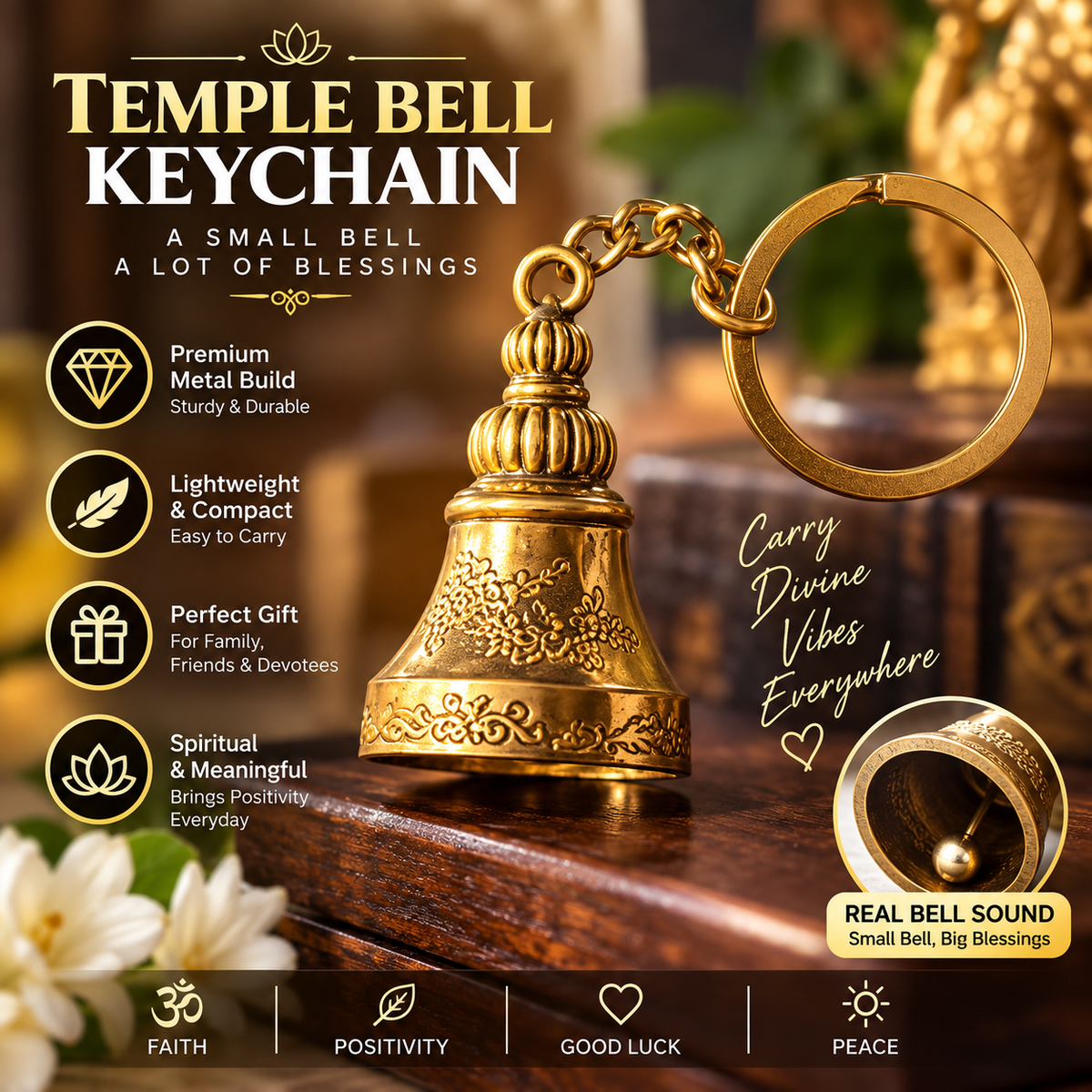 Guardian Bell Keychain for Bikes & Cars | Lucky Protection Bell Pendant