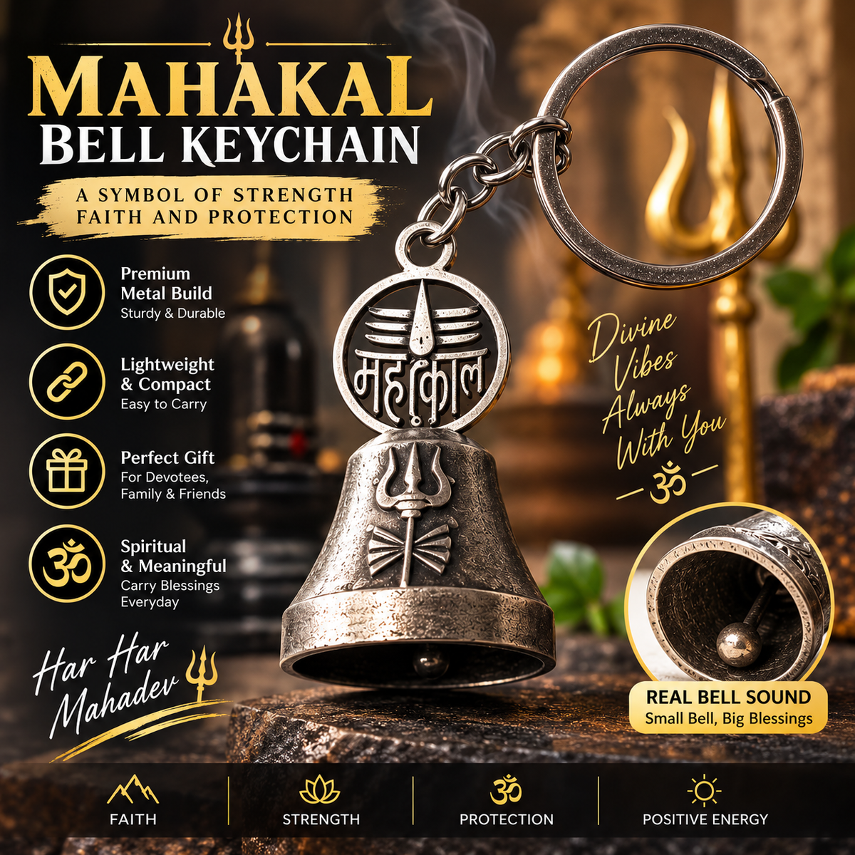 Guardian Bell Keychain for Bikes & Cars | Lucky Protection Bell Pendant