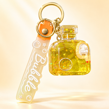 Cute Yellow Bubble Glitter Keychain