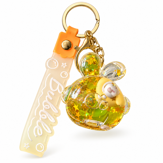 Cute Yellow Bubble Glitter Keychain