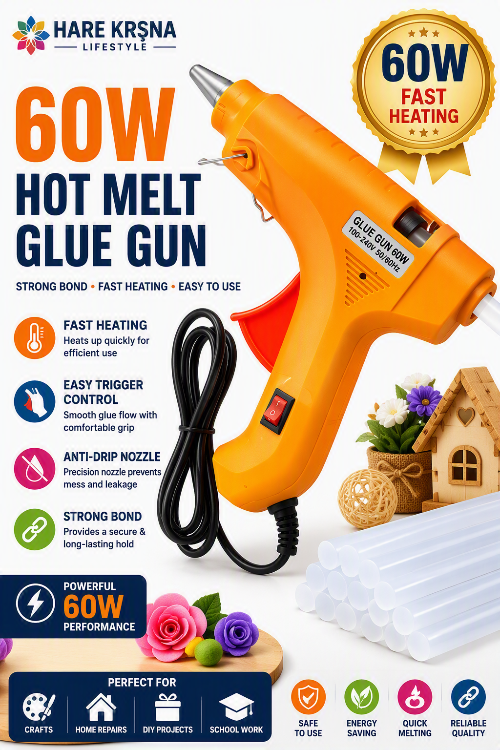 Hot Melt Glue Gun for Arts, Crafts, DIY & Quick Repairs
