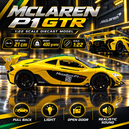 McLaren P1 GTR Diecast Car – Racing | 1:22 Scale | Lights & Sound