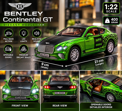 Bentley Continental GT Diecast Car – 1:22 Scale | Luxury Sports Coupe | Lights & Sound