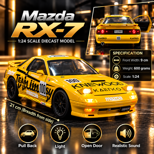 Mazda RX-7 FC Style 1:24 Die-Cast Model Car – Light, Sound & Openable Parts