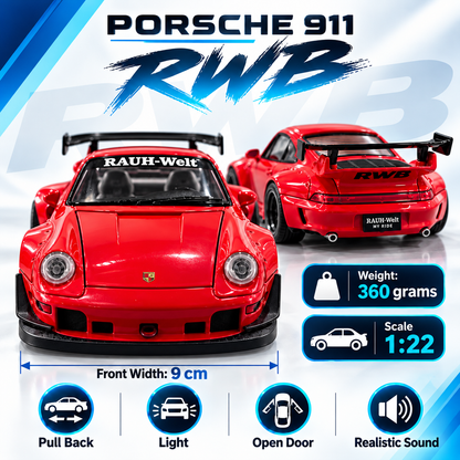 Porsche 911 RWB Drift King Diecast Car – 1:22 Scale | Lights & Sound