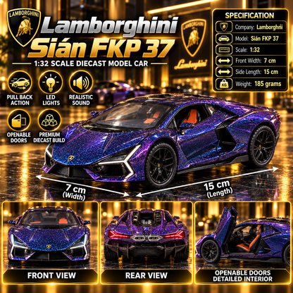 Lamborghini Sián FKP 37 1:32 Premium Diecast Car | Pull Back, Light & Sound, Openable Doors