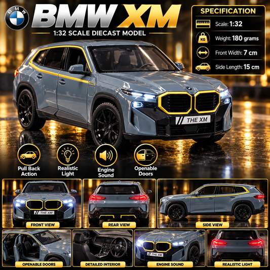 BMW XM Luxury SUV 1:32 Diecast Model Car | Pull Back, Light & Sound | Openable Doors