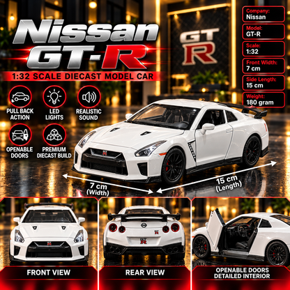 Nissan GT-R R35 1:32 Premium Diecast Model Car | Pull Back, Light & Sound | Openable Doors