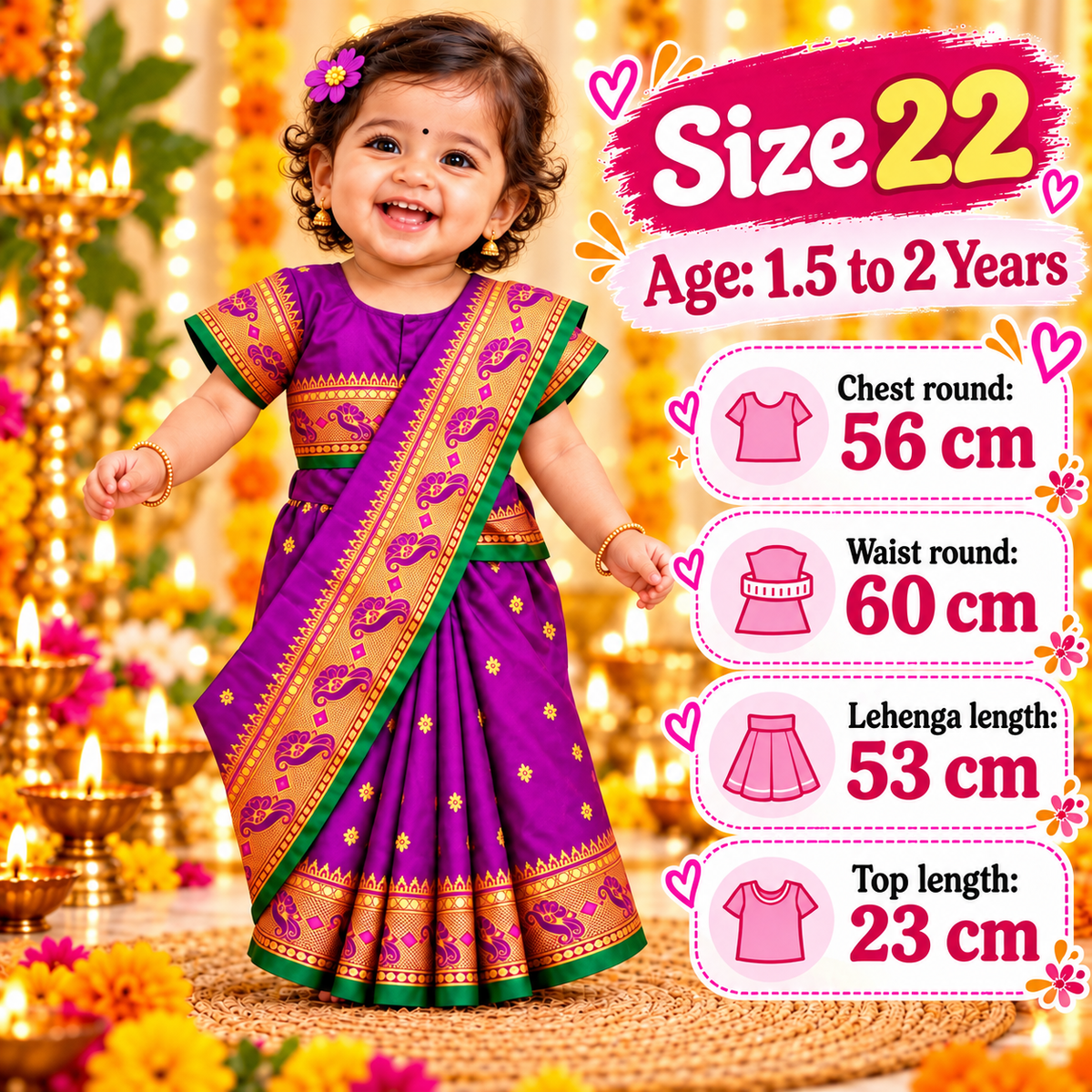 Girls Royal Purple Paithani Saree Dress with Golden Designer Pallu | Kids Premium Indian Ethnic Wedding Wear