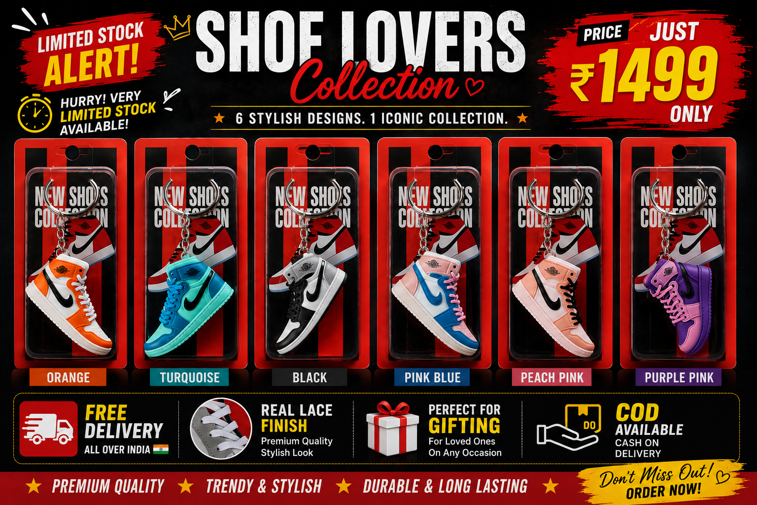 Shoe Lovers Mini Sneaker Keychain – Premium Gift Collection (6 Stylish Designs)